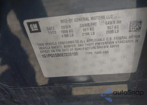 2014 Chevrolet Cruze Ltz z USA, uszkodzony, nr VIN 1G1PG5SB6E7238190